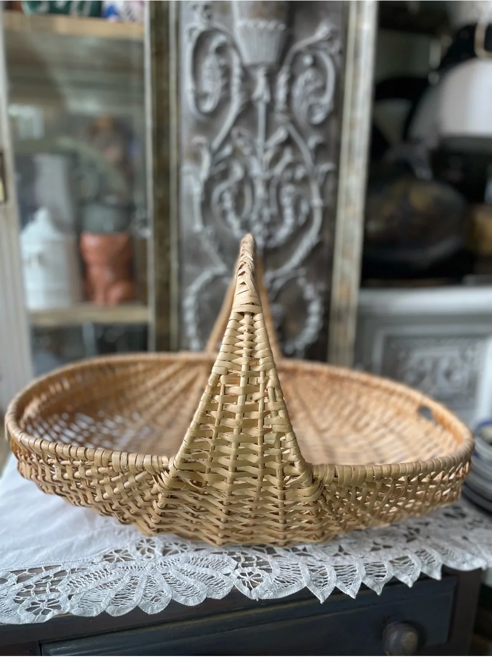 Natural Woven Rattan Handled Basket - Home Accents
